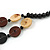 2 Strand Button Shape Wood Bead Necklace In Brown, Black, Natural Colours - 80cm Long - view 5