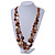 Long Multistrand Orange/ Brown Shell Necklace with Orange Cotton Cords - 84cm L - view 2