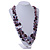 Long Multistrand Purple Shell Necklace with Lavender Cotton Cords - 86cm L - view 3