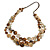 Long Multistrand Brown Shell Necklace with Dark Brown Cotton Cords - 86cm L - view 3