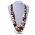 Long Multistrand Brown Shell Necklace with Dark Brown Cotton Cords - 86cm L - view 2