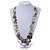 Long Multistrand Grey/ Beige Shell Necklace with Cream Cotton Cords - 86cm L - view 2