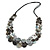 Long Multistrand Black/ Grey Shell Necklace with Black Cotton Cords - 76cm L - view 3