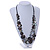 Long Multistrand Black/ Grey Shell Necklace with Black Cotton Cords - 76cm L - view 2