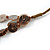 Long Multistrand Brown Shell Necklace with Olive Cotton Cords - 80cm L - view 4