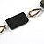 Dark Green Wood Bead with Bronze Oval Link Black Faux Leather Cord Necklace - 90cm L - view 4