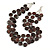 3 Strand Brown Button Shape Wood and Transparent Glass Bead Necklace - 60cm L - view 3