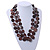 3 Strand Brown Button Shape Wood and Transparent Glass Bead Necklace - 60cm L - view 2