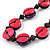 Deep Pink/ Purple Button Shape Wood Bead Black Cotton Cord Necklace - 72cm L - view 4
