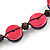 Deep Pink/ Purple Button Shape Wood Bead Black Cotton Cord Necklace - 72cm L - view 5