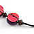 Deep Pink/ Purple Button Shape Wood Bead Black Cotton Cord Necklace - 72cm L - view 6