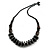 Black Brown Wood Bead Black Cotton Cord Necklace - 64cm L - view 6