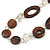 Long Brown Wood and Transparent Acrylic Bead with Olive Cotton Cords Necklace - 80cm L - view 3