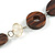 Long Brown Wood and Transparent Acrylic Bead with Olive Cotton Cords Necklace - 80cm L - view 4