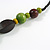 Chunky Wood Bead Cotton Cord Necklace (Mint Green, Brown, Olive) - 60cm L - view 4