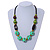 Chunky Wood Bead Cotton Cord Necklace (Mint Green, Brown, Olive) - 60cm L - view 2