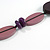 Long Purple Wood Bead with Black Faux Leather Cord Necklace - 88cm L - view 7