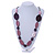 Long Purple Wood Bead with Black Faux Leather Cord Necklace - 88cm L - view 2
