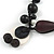 Black/ White Ceramic, Resin Bead Cluster Cotton Cord with Silver Chain Chunky Necklace - 48cm L - view 4