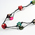 Long Multicoloured Wood Bead Black Cotton Cord Necklace - 110cm L - view 3