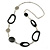 Black and Silver Acrylic Bead Chain Long Necklace - 84cm L