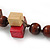 Chunky Square, Round Wood Bead Brown Cord Necklace (Red, Natural, Brown) - 70cm L - view 5