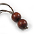 Chunky Square, Round Wood Bead Brown Cord Necklace (Red, Natural, Brown) - 70cm L - view 6
