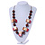 Chunky Square, Round Wood Bead Brown Cord Necklace (Red, Natural, Brown) - 70cm L - view 2