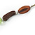 Long Brown Wood and Green Acrylic Bead with Olive Cotton Cords Necklace - 80cm L - view 6