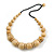 Chunky Natural Wood Bead with Black Cotton Cord Necklace - 62cm L