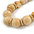 Chunky Natural Wood Bead with Black Cotton Cord Necklace - 62cm L - view 3