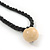 Chunky Natural Wood Bead with Black Cotton Cord Necklace - 62cm L - view 5