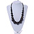 Chunky Black Wood Bead with Black Cotton Cord Necklace - 60cm L - view 5