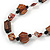 Striking Wood and Shell Bead with Silver Tone Wire Element Black Faux Leather Cord Necklace - 80cm L - view 3