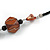 Striking Wood and Shell Bead with Silver Tone Wire Element Black Faux Leather Cord Necklace - 80cm L - view 5