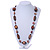 Striking Wood and Shell Bead with Silver Tone Wire Element Black Faux Leather Cord Necklace - 80cm L - view 2