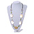 Natural Oval Shell and Green Ceramic Bead Faux Leather Cord Necklace - 70cm L - view 2