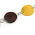 Brown Wood Disk Bead and Yellow Shell Faux Leather Cord Neckalce - 76cm L - view 4