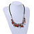 Shell Nugget and Metal Charm with Faux Leather Cord Necklace (Brown, Silver) - 50cm L/ 3cm Ext - view 2