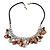 Shell Nugget and Metal Charm with Faux Leather Cord Necklace (Brown, Silver) - 50cm L/ 3cm Ext