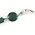 Statement Teal Wood Bead Geomentric Silver Cord Necklace - 66cm L/ 13cm Front Drop - view 5