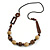 Chunky Wood Bead with Faux Leather Cord Long Necklace - 90cm L