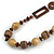 Chunky Wood Bead with Faux Leather Cord Long Necklace - 90cm L - view 3