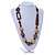 Chunky Wood Bead with Faux Leather Cord Long Necklace - 90cm L - view 2