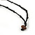 Long Brown Wood Bead, Orange Ceramic Bead Necklace with Black Cords - 76cm L - view 4