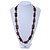 Long Brown Wood Bead, Orange Ceramic Bead Necklace with Black Cords - 76cm L - view 5