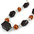 Copper Wire Metal Balls, Black Wood Beads with Gold Cord Necklace - 70cm L - view 4