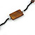 Long Brass Brown Shell Nugget Black Glass Bead Necklace - 110cm L - view 6