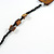 Long Brass Brown Shell Nugget Black Glass Bead Necklace - 110cm L - view 7