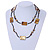 Long Brass Brown Shell Nugget Black Glass Bead Necklace - 110cm L - view 3